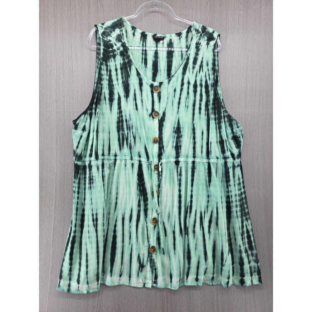 Torrid Mint Black Tie Dye Sleeveless Tunic Top Boho Resort Rayon Womens 5 5X